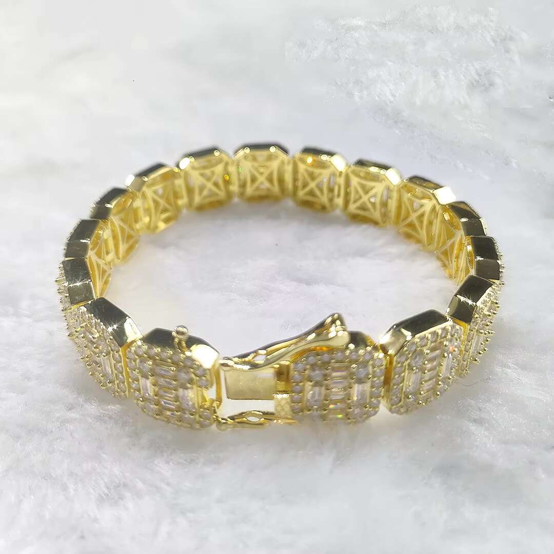 Iced out 12mm Moissanite Tennis Chain Bracelet Fashion Jewelry Making Sterling Silver Charms Bangles Bracelets