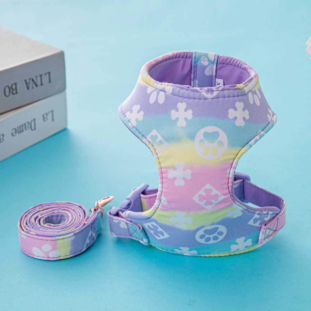 Dog harness and belt set Chihuahua dog harness vest pet harness not easy to break comfortable and breathable pet supplies X250326