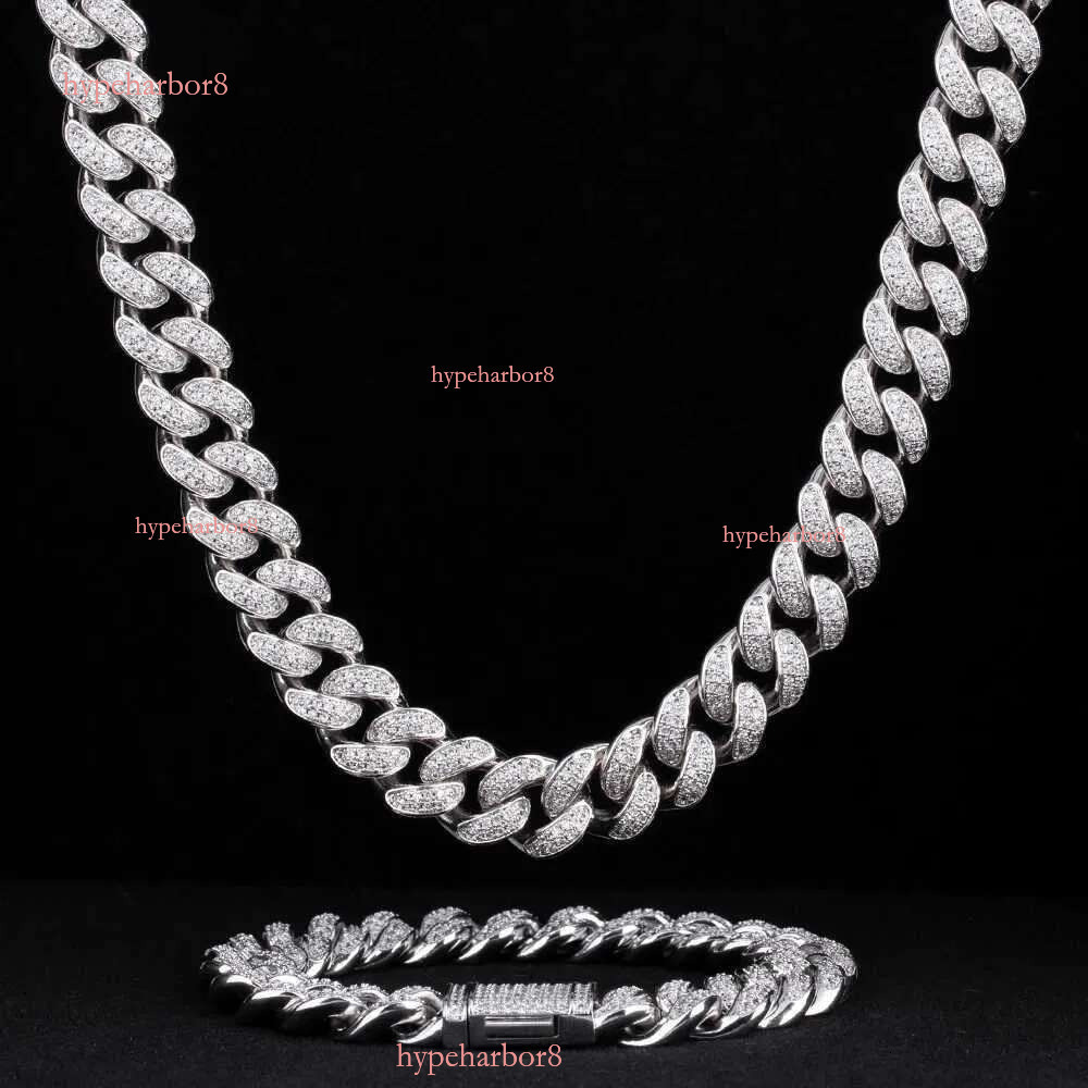 Krkc Custom Hip Hop Jewelry Vvs1 Moissanite Iced Out Cuban k Chain Sier 12mm 10mm Dia