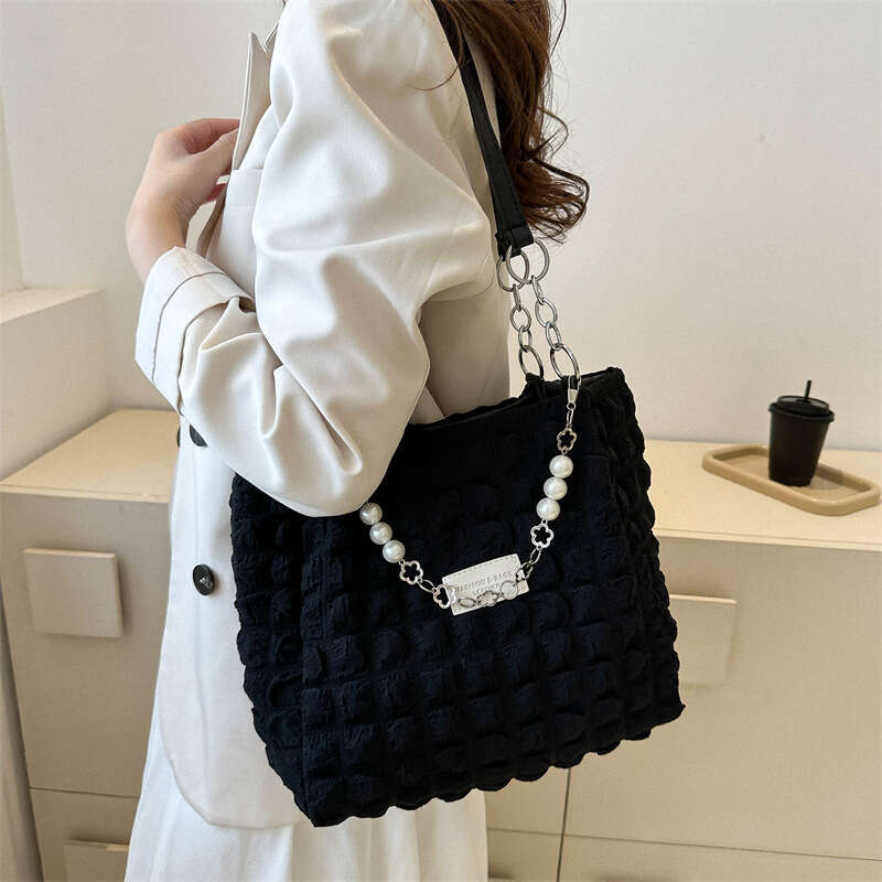 Folded Bubble Shoulder Large Capacity Summer 2023 New Leisure and Western Style Tote Fashion Women's Bag