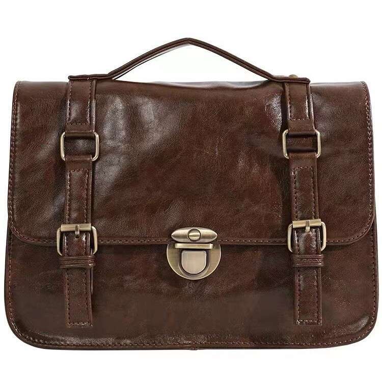 Student backpack, autumn and winter buckle mailman college style class bag, fashionable commuting briefcase, crossbody