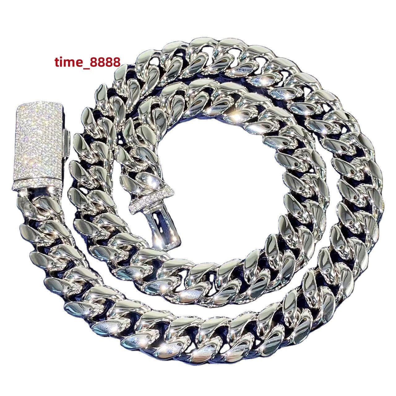 With a V S Moissanite Chain Hip Hop Cuban Necklace Cuban Link Chain Stainless Steel 2024 Shanghai Best Selling 8 M Gold