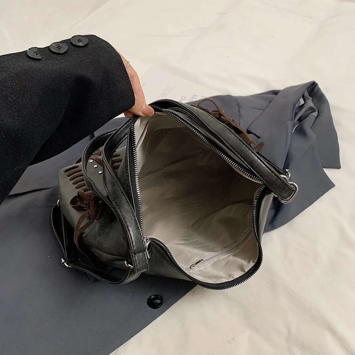 LEFTSIDE Studded Design Small PU Leather Shoulder Bags For Women 2024 Y2k Fashion New Trend Underarm Bag Female Handbags