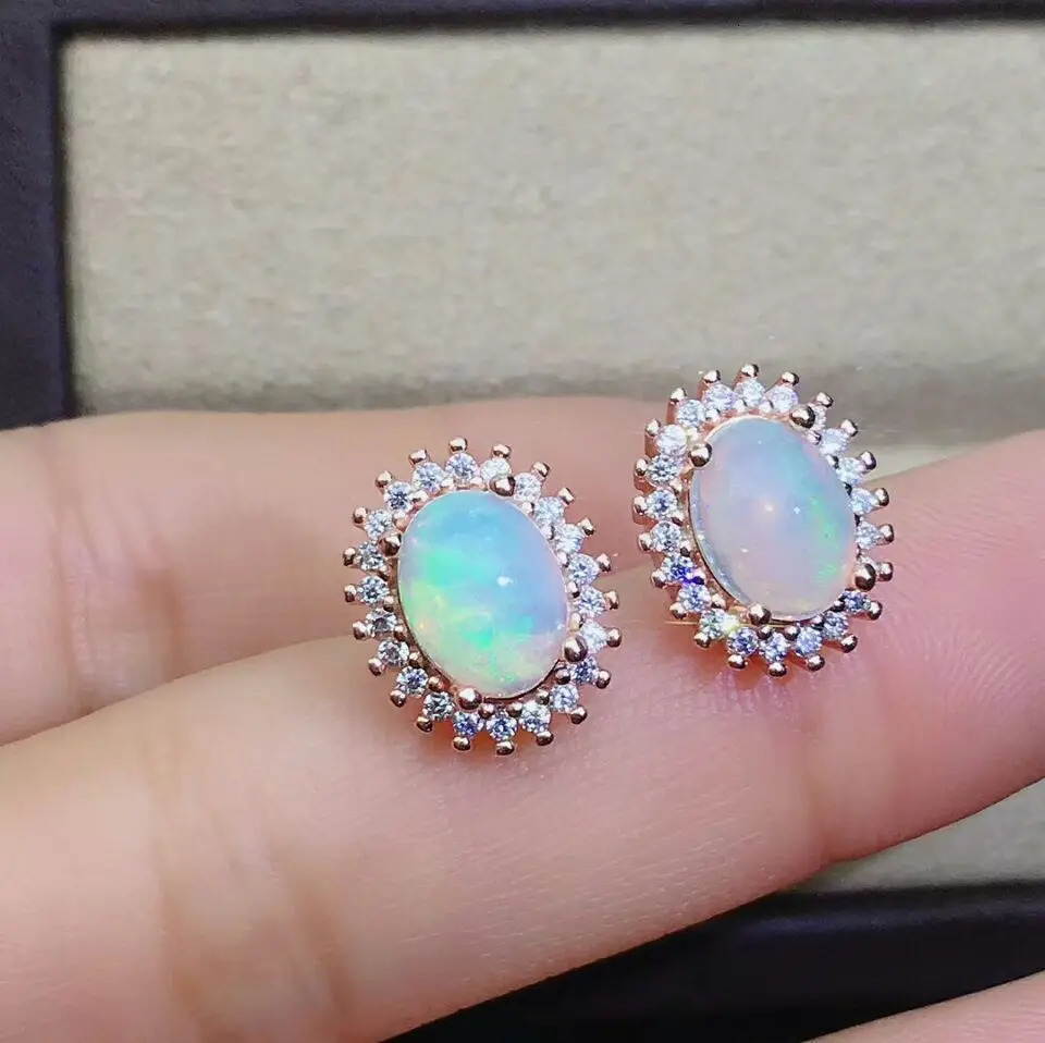 MeiBaPJ Natural Opal Sunflower Ring Earring Bracelet 4-piece Womens Genuine 925 Pure Silver Exquisite Jewelry Set 250326