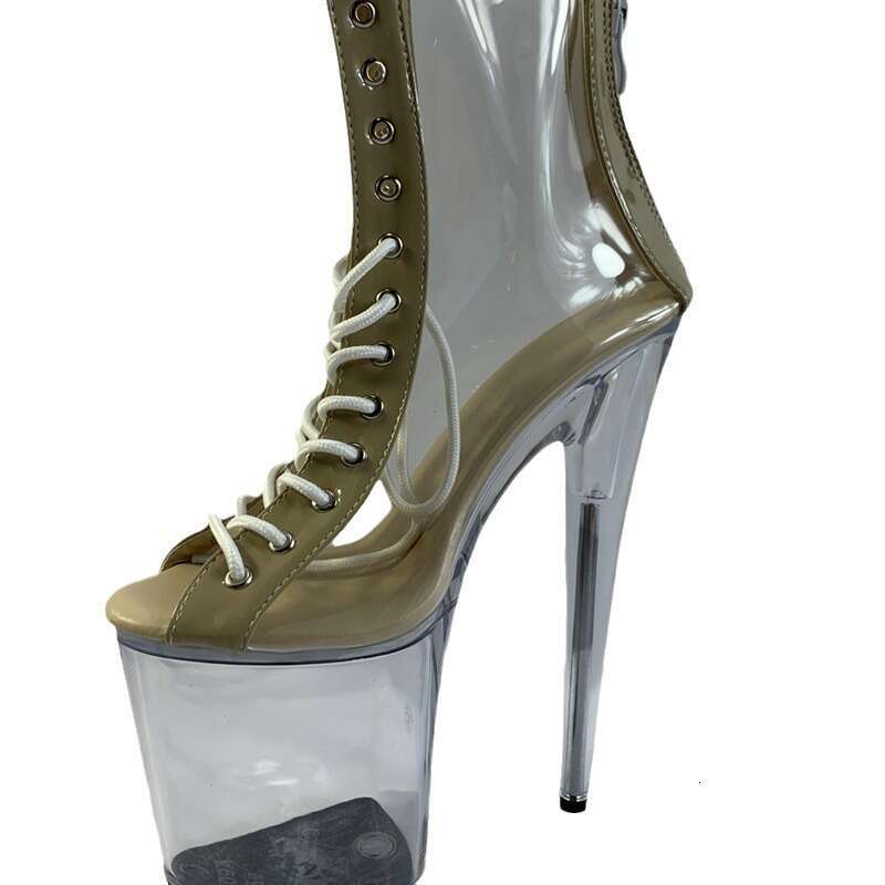 High Heel Summer New Yellow Short Knight Transparent Bottom Women S Round Head Low Leg Waterproof Platform Fashion Boots