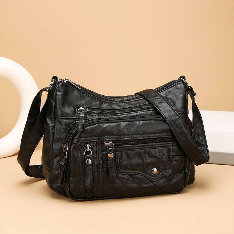 New Shoulder PU Soft Leather Texture Large Capacity Crossbody Women's Fashion Simple Middle aged Mom Bag
