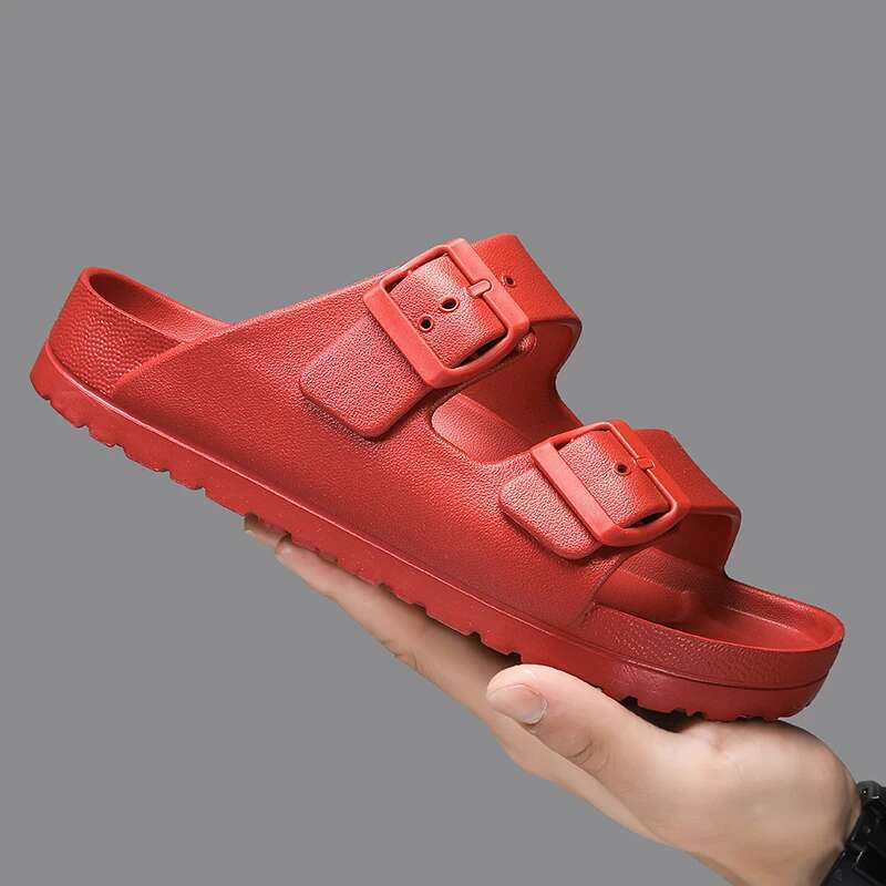 2025 Summer New Women's Classic Designer Fashion Slippers Double Button Beach Sandals Comfortable and Lightweight EVA