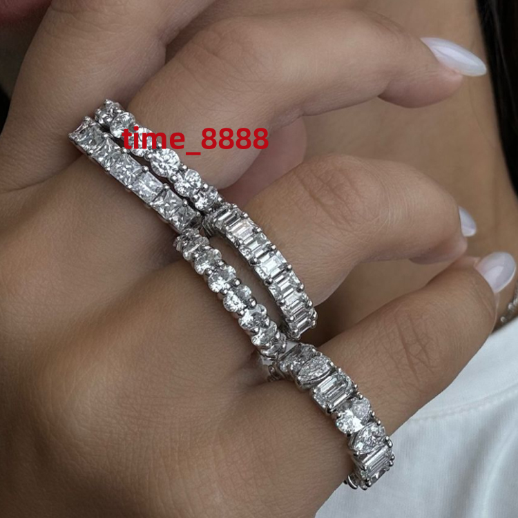 Pure Zirconia Rings 4ct Sterling Silver Lab Grown Diamond Oval Moissanite 925 Silver Jewelry Fine Tennis Rings