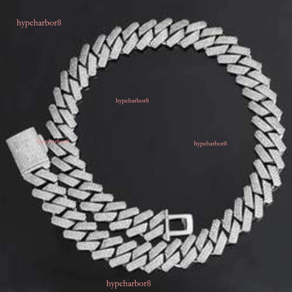 Wholesale Vvs Moissanite Dia Hip Hop Jewelry Necklace 20mm Ice Out Miami Cuban k Chain S Sier Bracelet