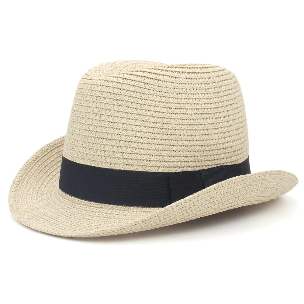 Mens Retro Homburg Hat Bow Band Fedora Hat Trilby Sunhat Jazz Summer Adjustable Size M-L 7 1/8-7 1/4 250325