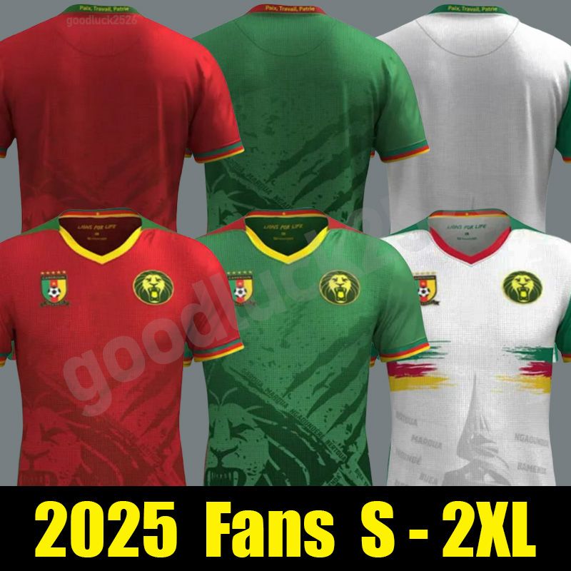 2025 Cameroon soccer jerseys HOME AWAY 3rd White Red Green 25 26 ABOUBAKAR MBEUMO M.HONGLA TOKO EKAMBI NKOULOU new sport Men Football Shirt