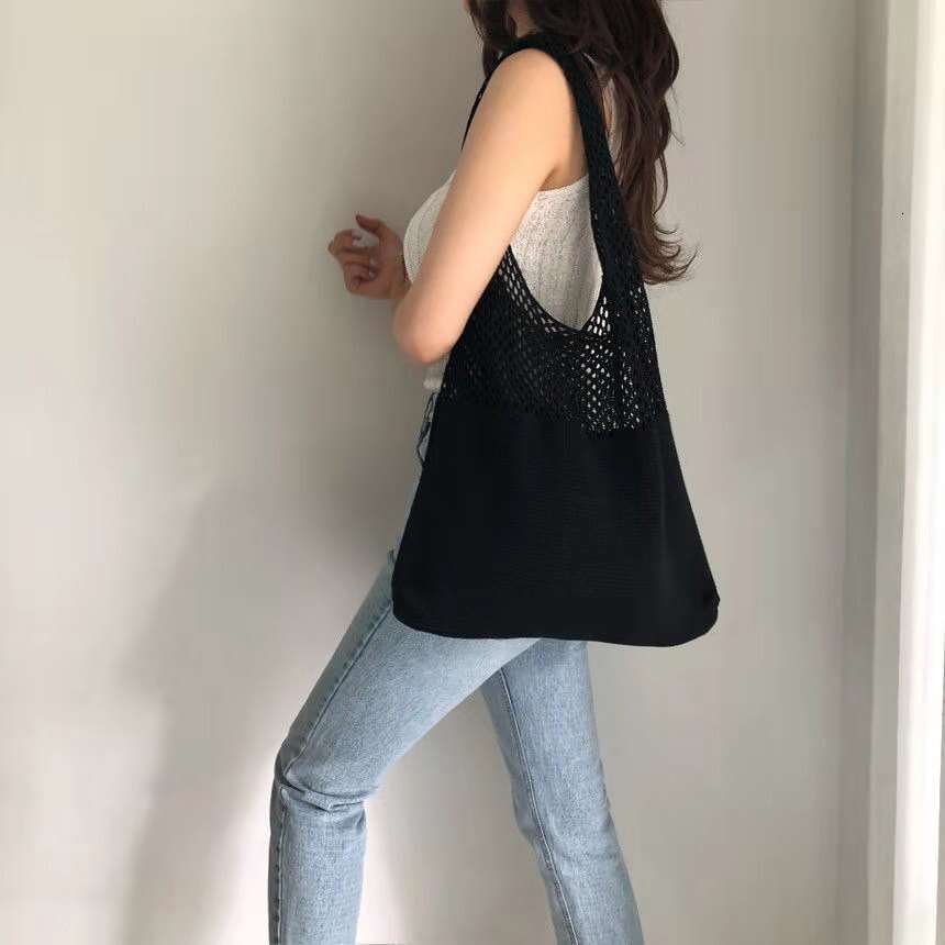 Autumn and Winter Bags Versatile Knitted Solid Color Handbag Commuter Large Capacity Bucket Bag 2024 Women