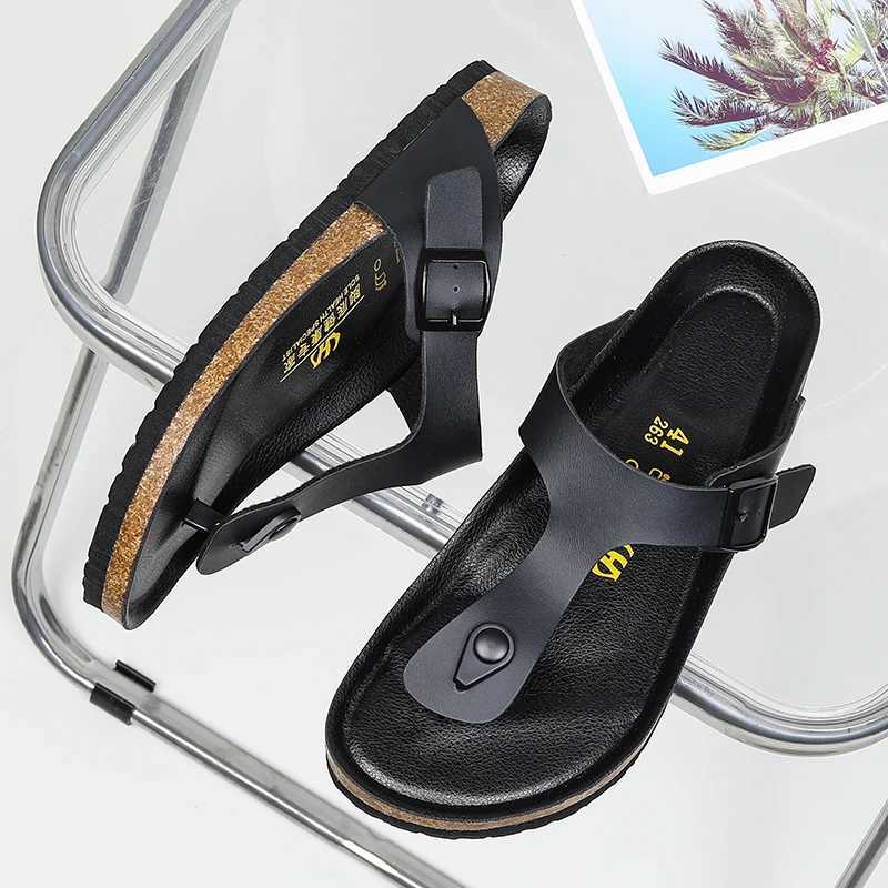 2024 new Italian mens leather flip cool beach summer shoes hotel slippers mens large-sized 46 light apartment luxury mens shoesXJ250326
