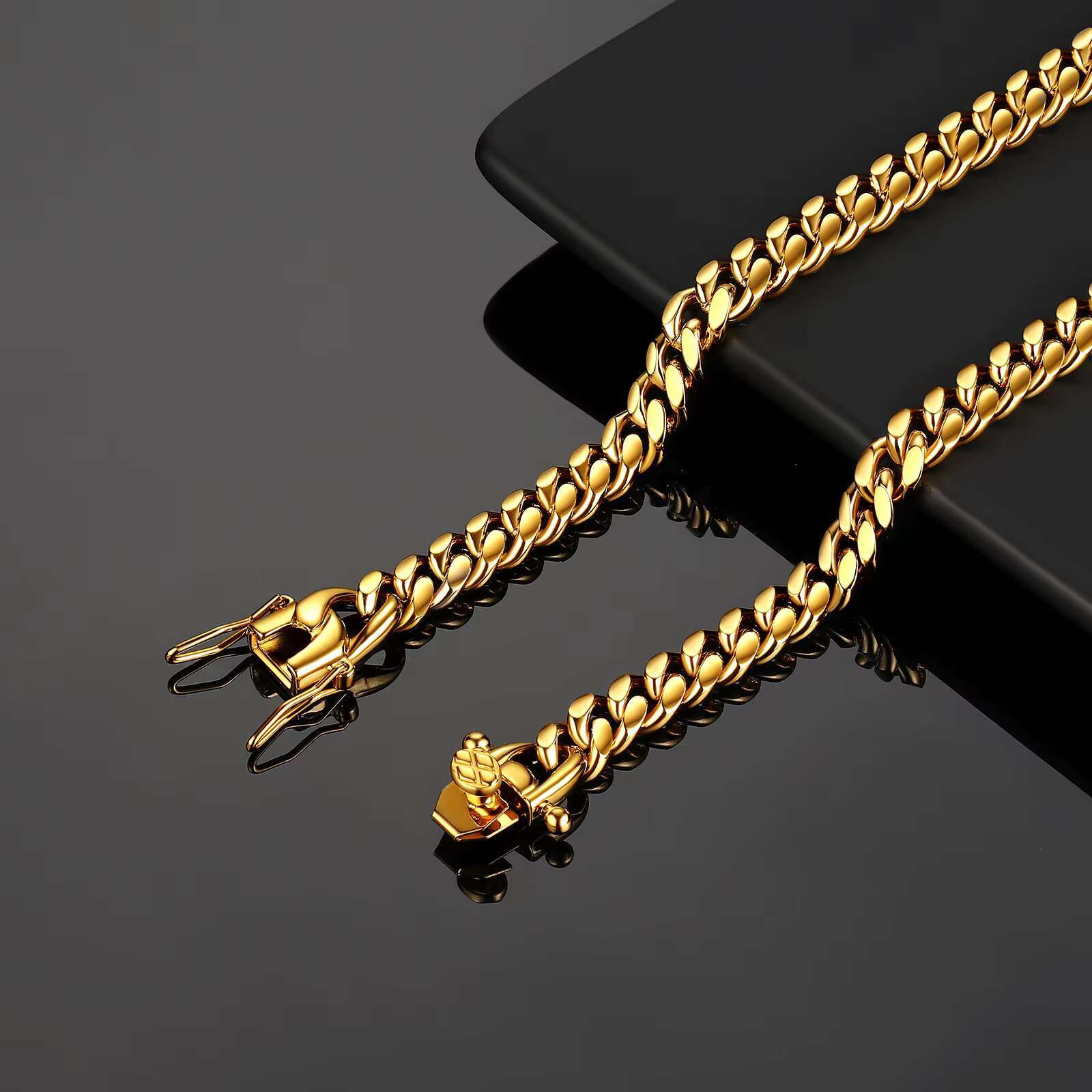 Luxury Custom 6-22mm 18k Gold Plated Cuban Chain Necklace Men Stainless Steel Necklace Muscle Men