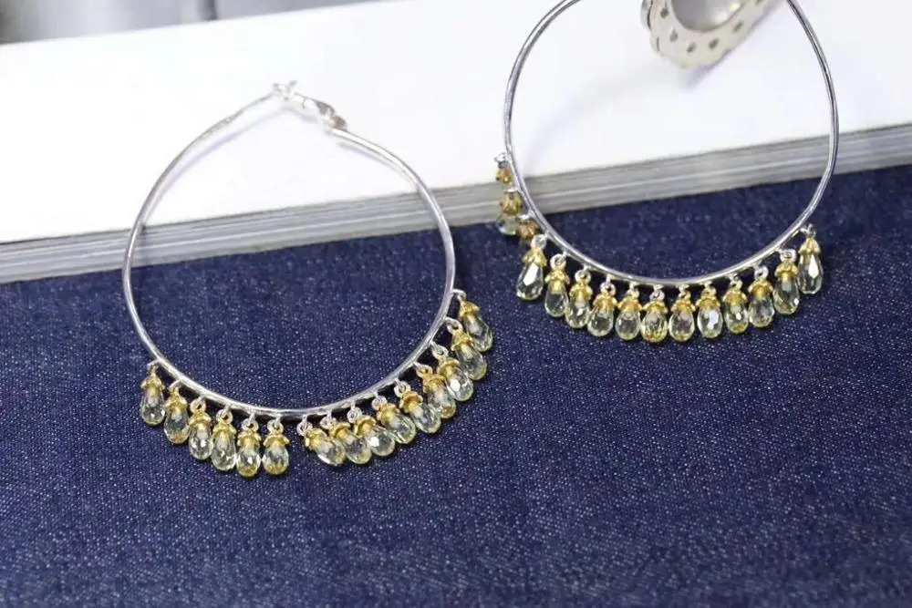 Colorful crystal 925 sterling silver round hoop earrings K large round earrings jewelry womens wedding Christmas gifts 250322