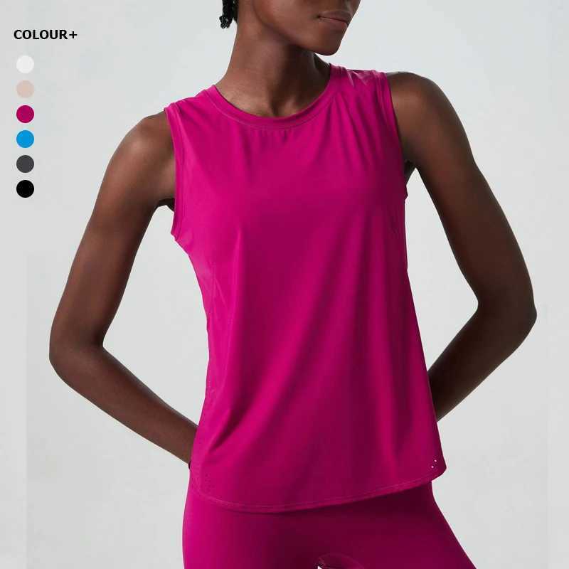 Summer sleeveless yoga T-shirt for women loose fit fitness running vest breathable and quick drying gym vest womens sportswear W250326