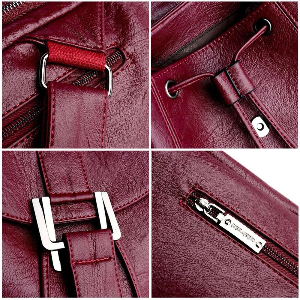 High Quality Leather Woman New Arrival Fashion Female Backpack String Bags Large Capacity School Bag Mochila Feminina