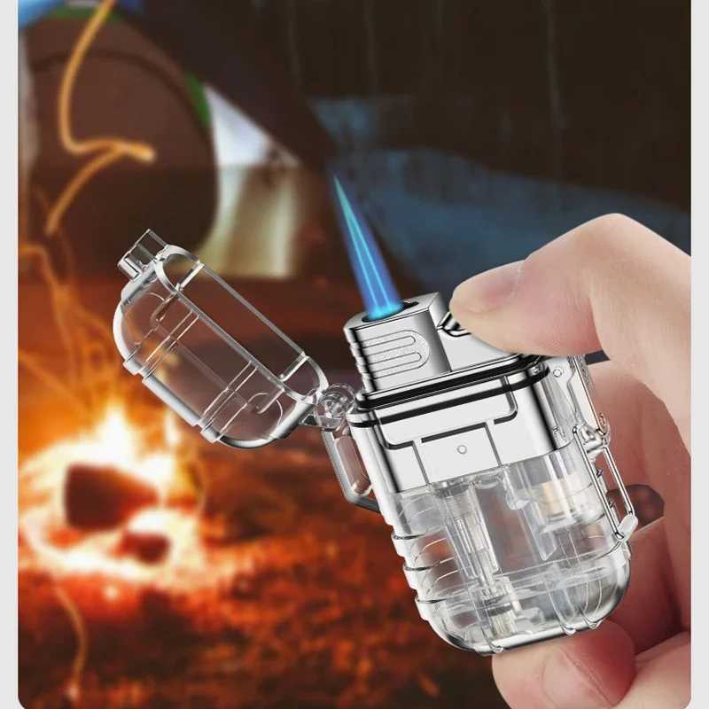 Cigarette Lighter Mini Butane Gas Lighter Outdoor Camping Survival Windproof Waterproof Jet Lighters smoking accessoriesC250326