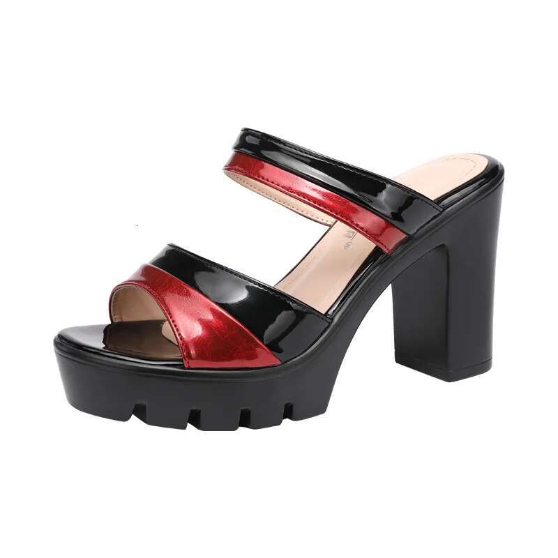 2025 Summer New Women's Designer Fashion Leather Sandals 10cm High Heels Thick Open toed Elegant Shoes Black and White