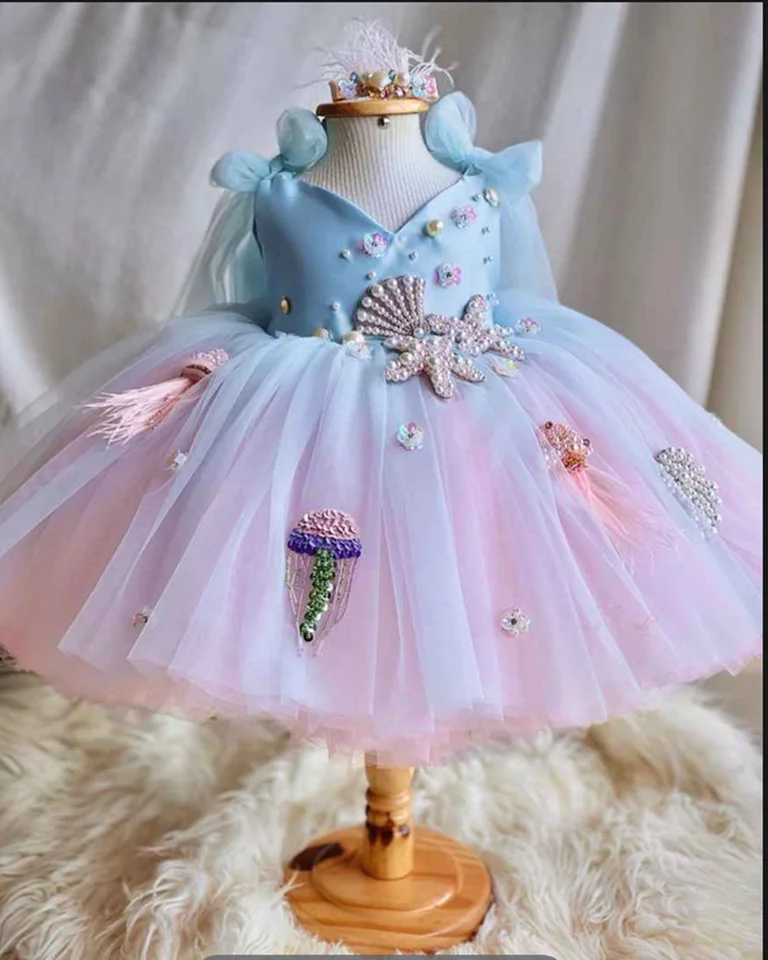 Flower Girl Dress Princess Wedding Par Dress Sparkling Organic Crew Neck Childrens Birthday Dress W250326