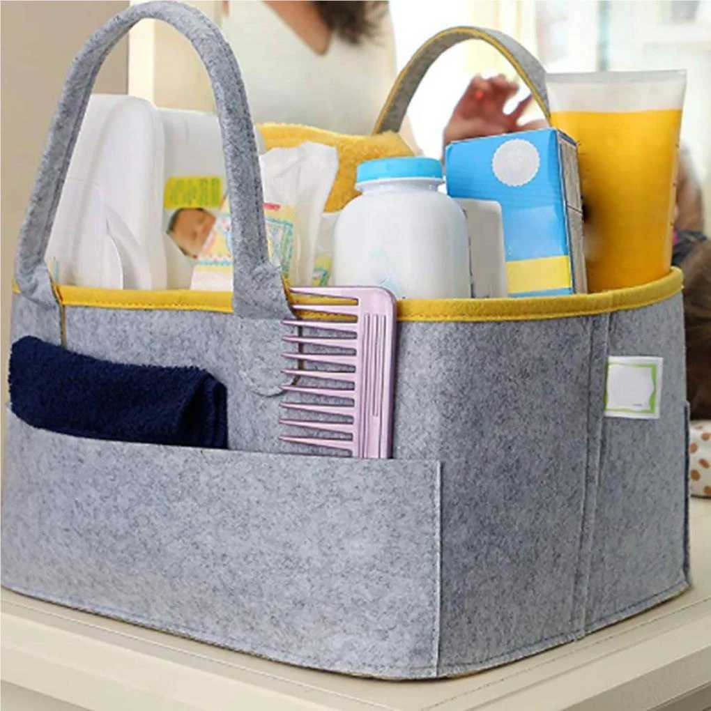 Felt Cloth Diaper Bag Baby Organizer Zipper Nursery Storage Changeable Makeup Clothes Multifunction Large CapacityC250326