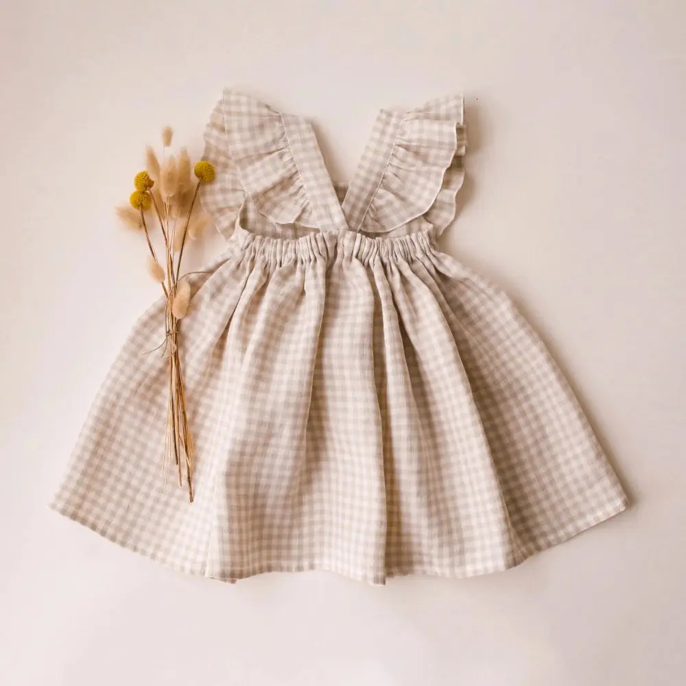 Fashion Toddler Girl Dresses Summer Linen Cotton Baby Girl Holiday Clothes Baby Girl Beach Dress 250326