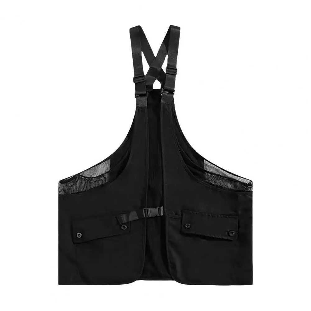 Luggage vest hip-hop style adjustable shoulder strap design pocket size mens waist coat unisex sports vest T250326