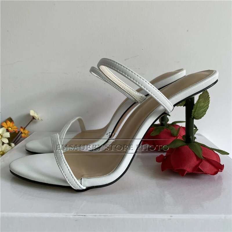 Individual Rose Heel Summer Mules For Girls Genuine Leather Narrow Band Sgbacks Women Sandals 2025