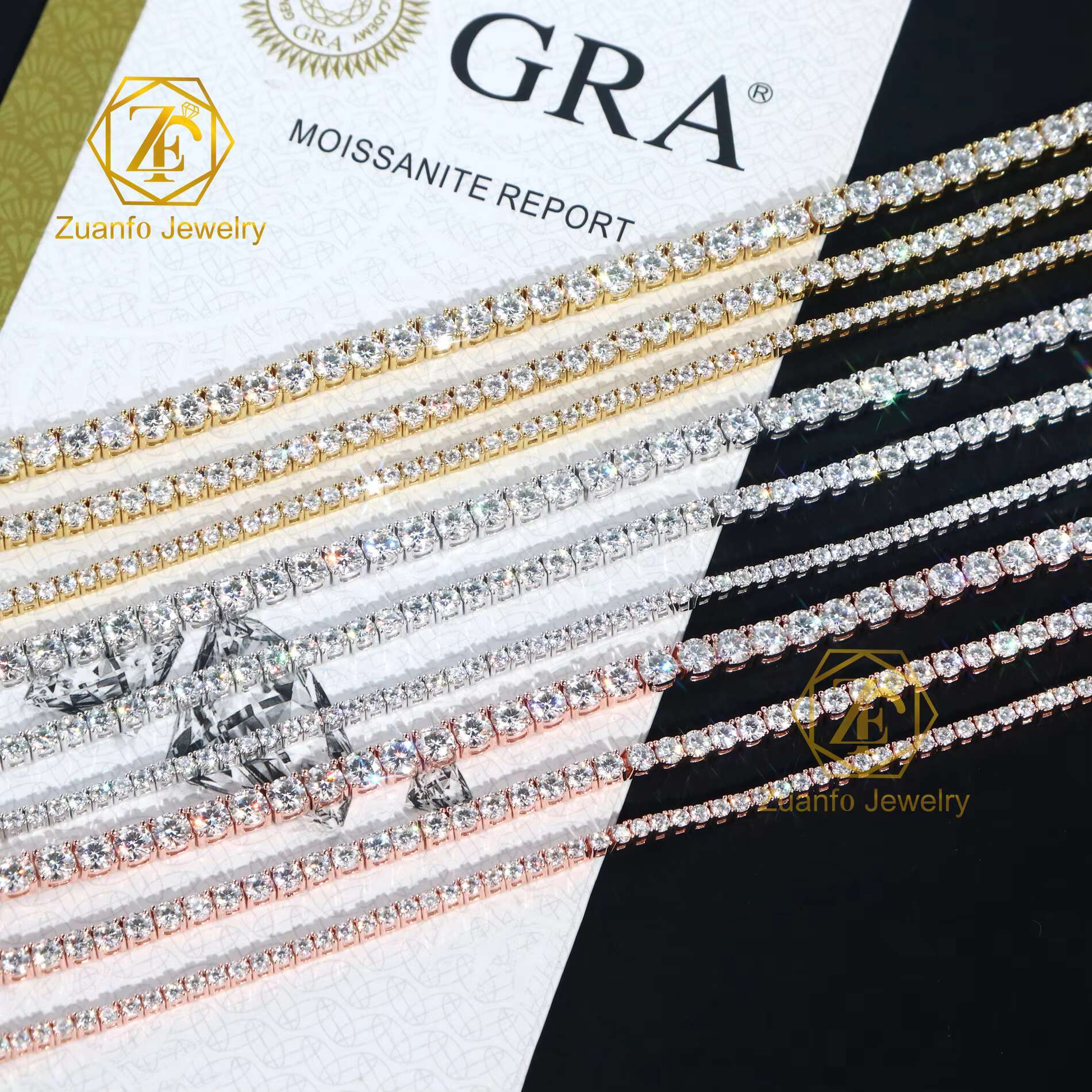 Cheapest Price Hip Hop 925 Silver Gra VVS Moissanite Diamond Tennis Chain 3MM 4MM 5MM Necklace Bracelet Men Women Hiphop Jewelry