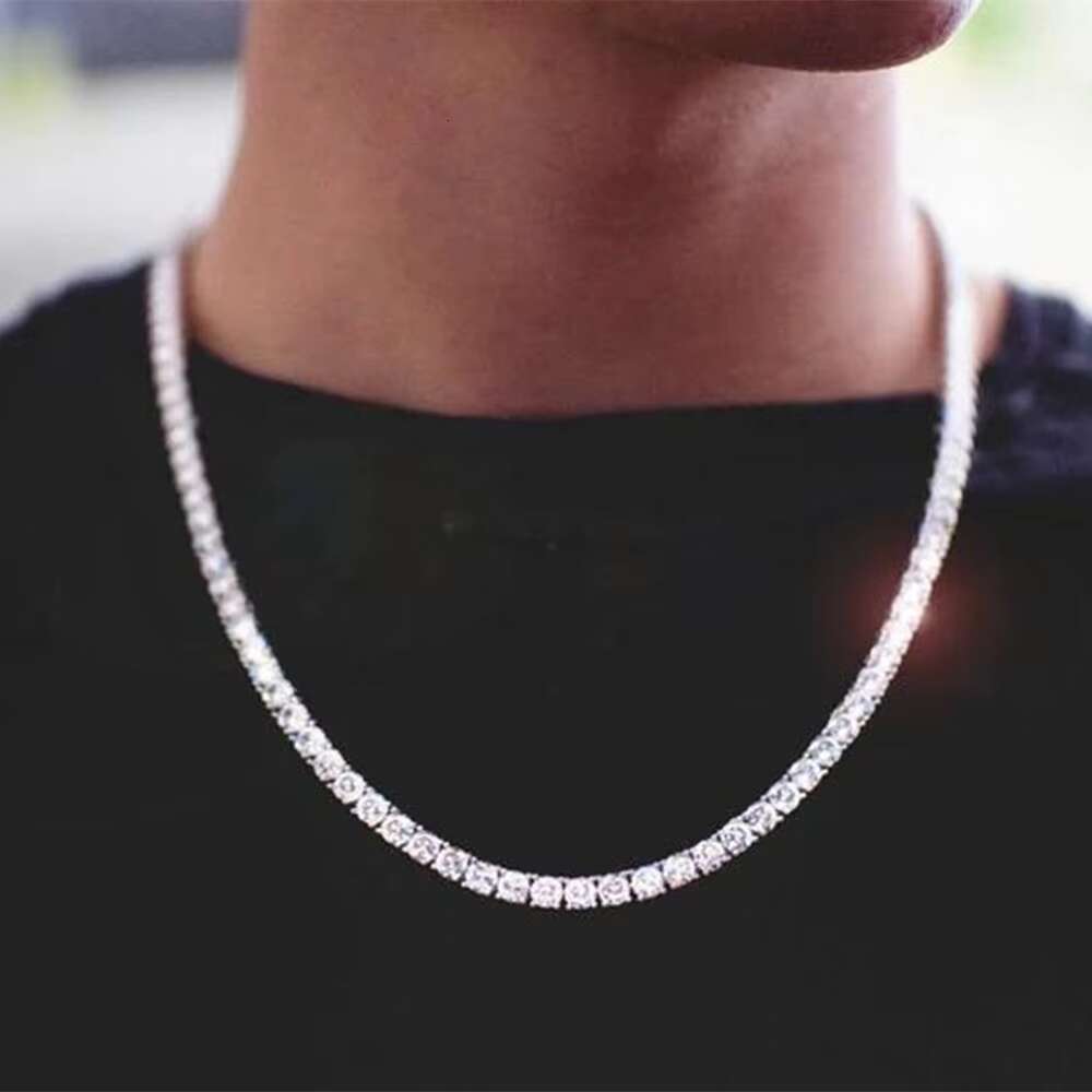 925 Silver Sparkling VVS Moissanite Tennis Chain 2mm/3mm/4mm/5mm Diamond Moissanite Iced Out Tennis Chain Necklace