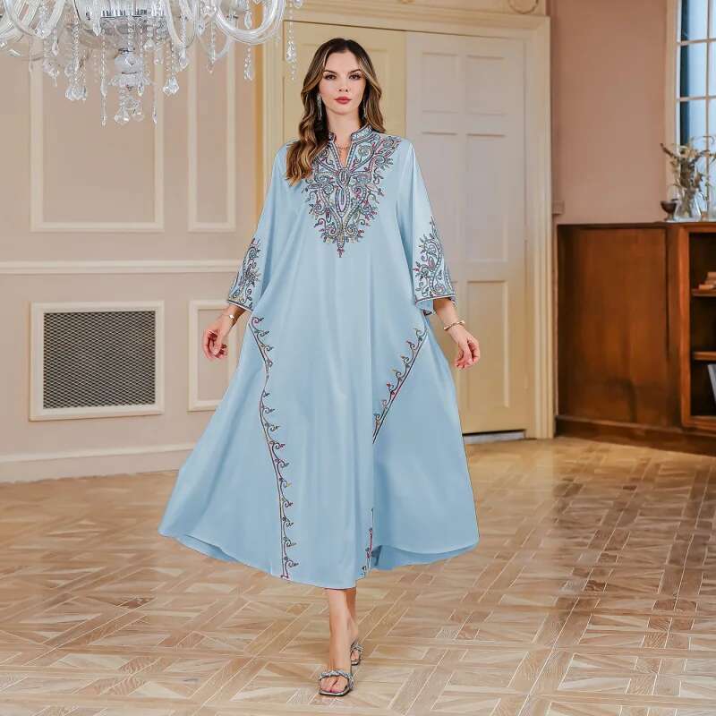 Dongdumaoyi Midden Oosten Dubai Avondjurk Abaya Moslim Jurk Dames Geborduurde Robemuslim W