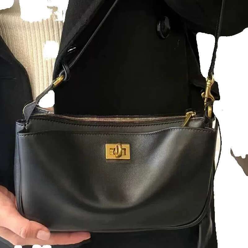 New Women's Small Square High-Quality Soft Leather Gold Sier Button Shoulder Messenger Versatile Underarm Bag