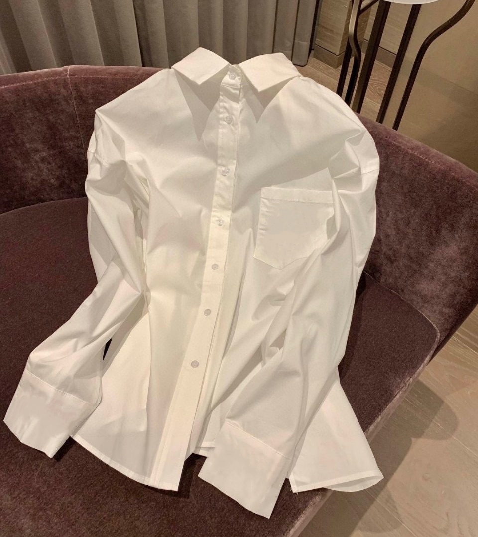 Designer Womens loose Blouses Long Shirts Silk and satin Classic Summer New paris T-Shirt Casual Long Sleeve Tops Femme Pocket Letter Embroidery S-XL Tops