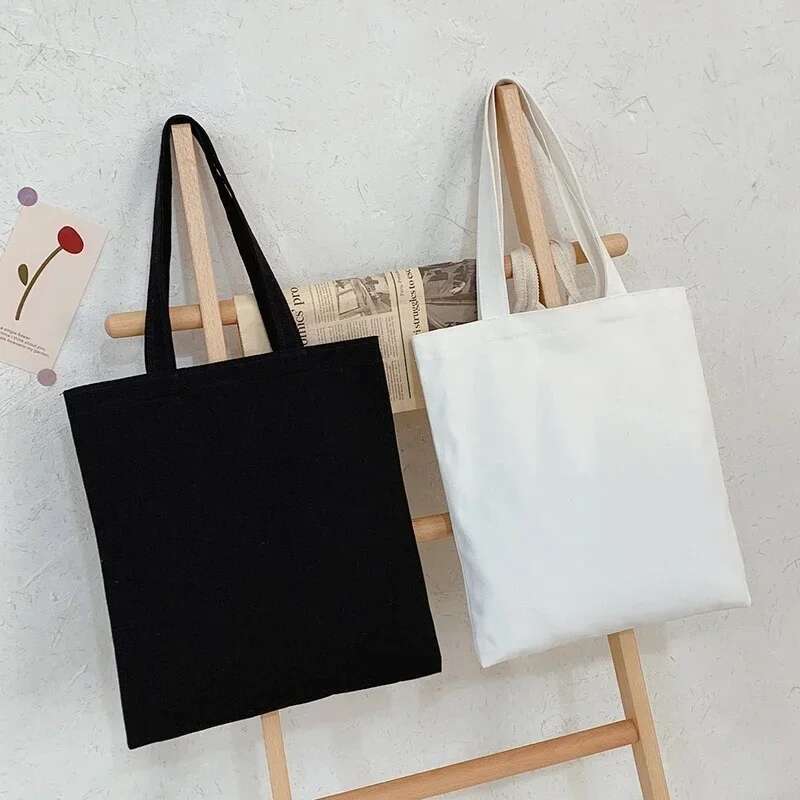10 Pcs Wholesale Custom Eco-Friendly Cotton Canvas Bag Cheap Reusable Shoulder Shopping Tote Packageing