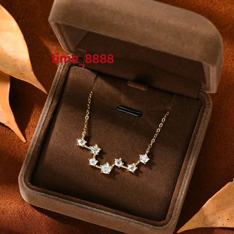 Anziw The Big Dipper Necklace Star D Moissasnite Pendant for Women Real S925 Silver Adjustable Chain Wedding Charm Jewelry Gift