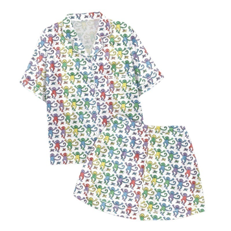 Summer Home Clothes Monkey Digital Printed Parent Child Short Sleeve Pajama Set