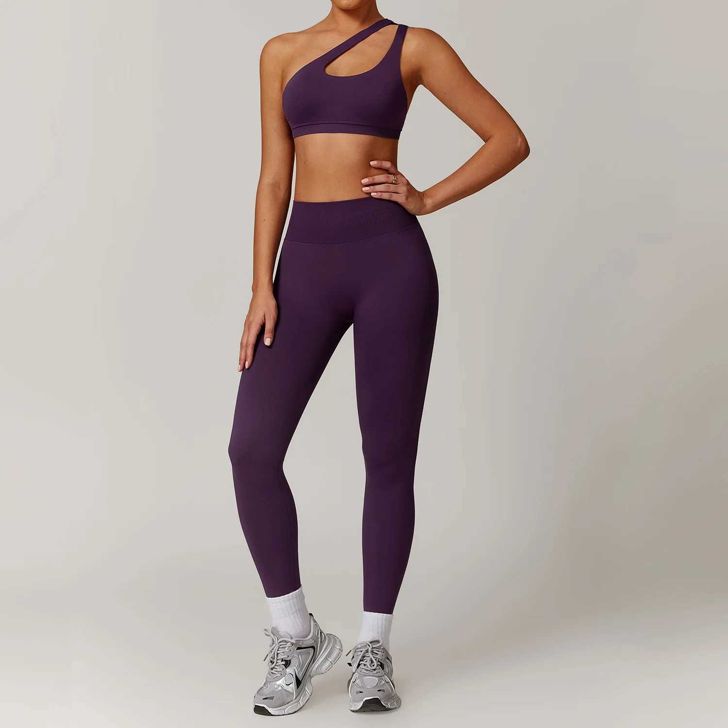 Womens seamless yoga set 2PCS exercise set sportswear gym clothing fitness long sleeved jacket high waisted leg sportswear W250326