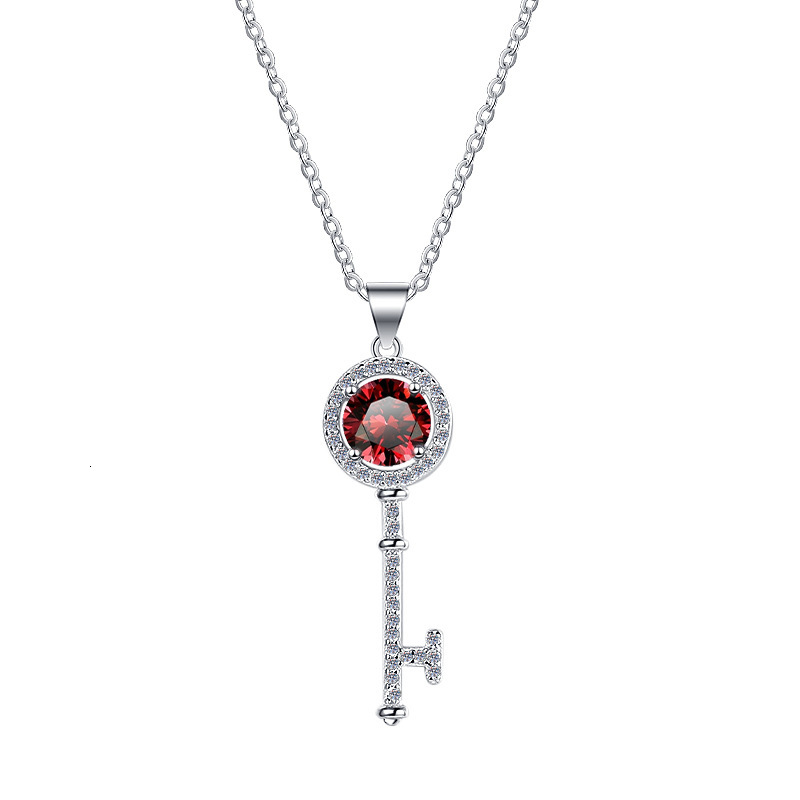 S925 sterling silver necklace key color pendant D color moissanite 1 cara collarbone chain