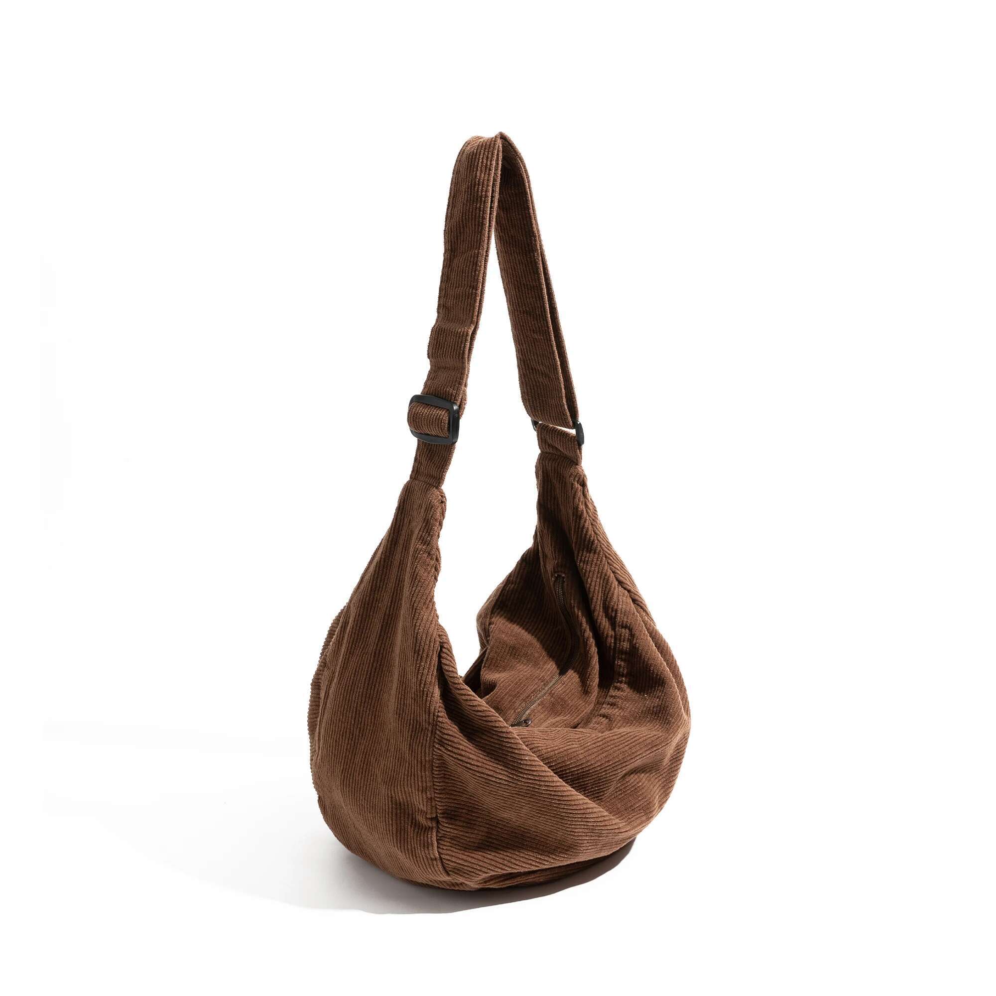 MABULA Retro Style Corduroy Adjustable Strap Vintage Fashion Large Capacity Shoulder Purse Simple Solid Autumn Crossbody Bag