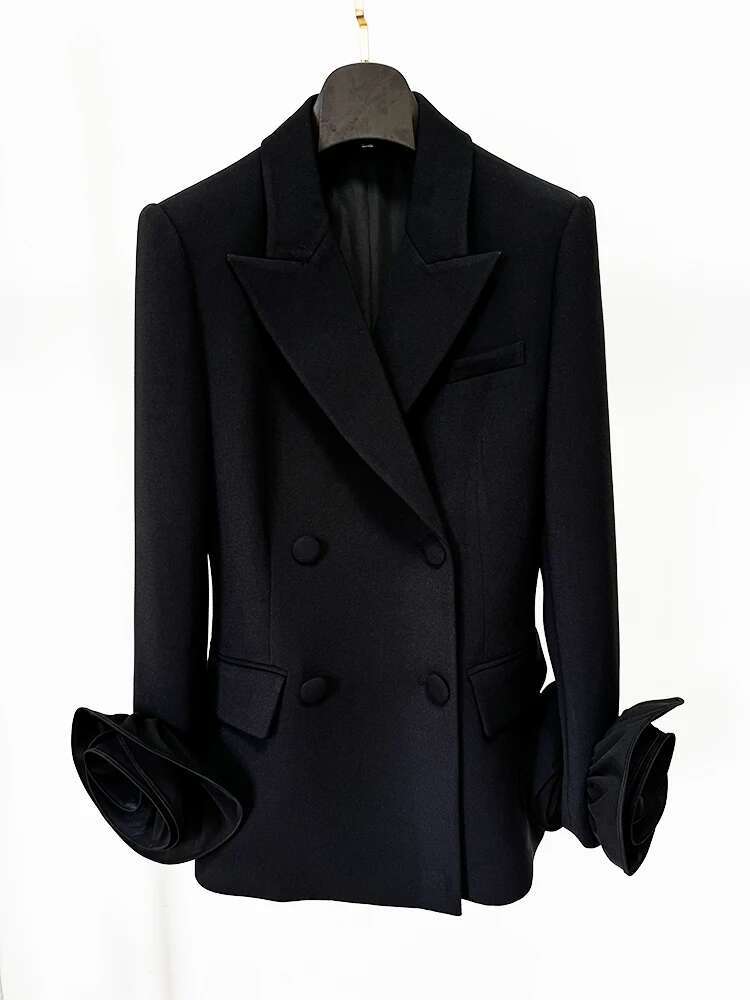 HIGH STREET Newest Fashion Designer Jacket Women's wers Appliques Double Breasted Blazer