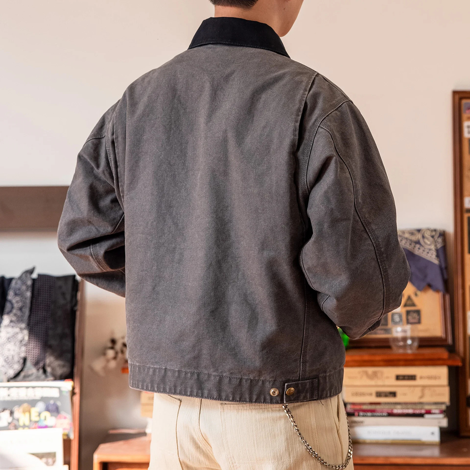J010002 Large Size 15oz High Quality Cotton Canvas Jacket Casual Fashion Laundry Coat 250326