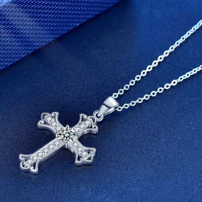 New 925 Sterling Silver Moissanite Accessories Necklace Jewelry Cross Pendant Women Collarbone Chain Necklace