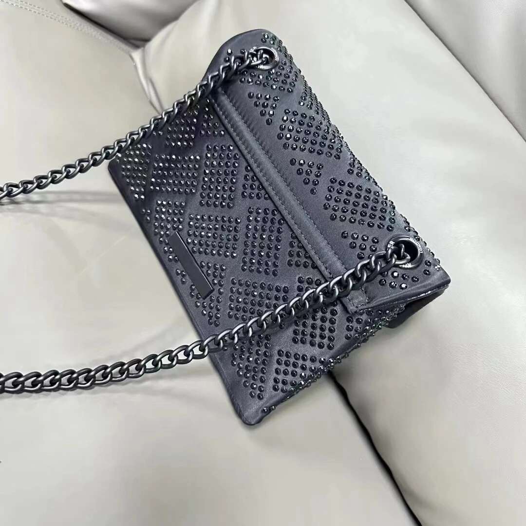 Brand Eagle Head Women Mini Crystal Crossbody Black Handbag Fashion Designer Flap Single Shoulder Chain Bag 2025 New