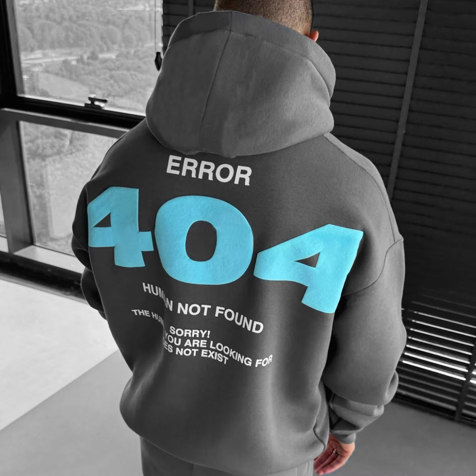 Harajuku mens hip-hop latte hoodie 404 graphic casual sportswear mens oversized cotton hoodie mens clothing. 250324