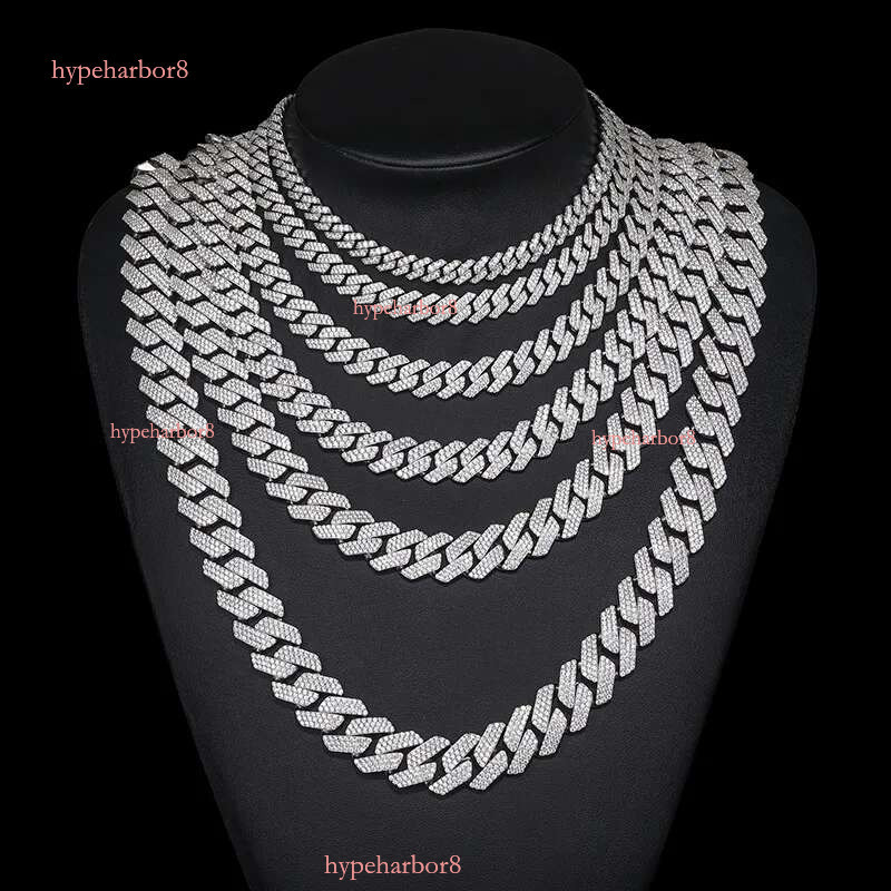 14MM wide 2 rows dia necklace designer for men high quality cuban k chain rock rapper hip hop gold plated stainless steel jewelry party outfit gift