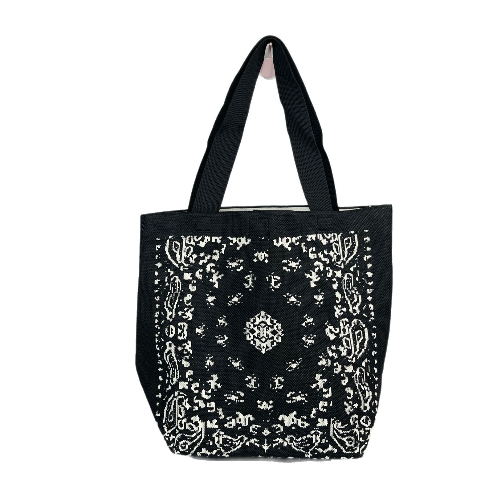 Designer 2025S new few black vest pattern cashew flower women lace up large capacity knitted shoulder bag
