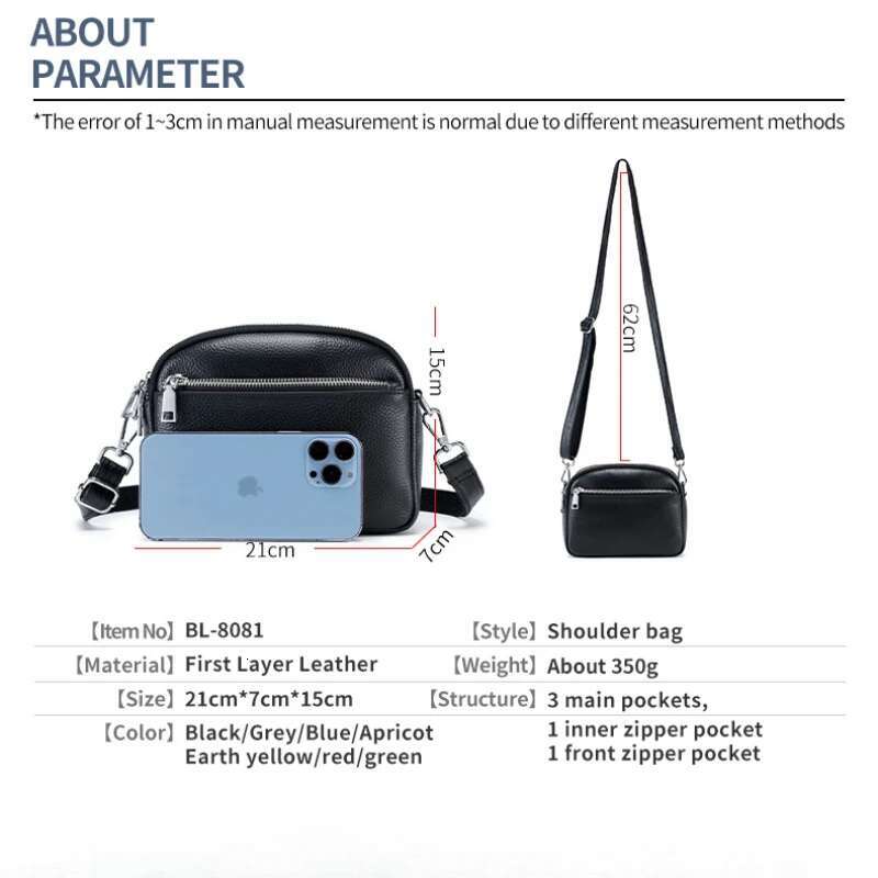Genuine Leather Versatile Shoulder Bag Women Cowhide Crossbody Designer Tote Handbag Lipstick Key Phone Pouch Messenger
