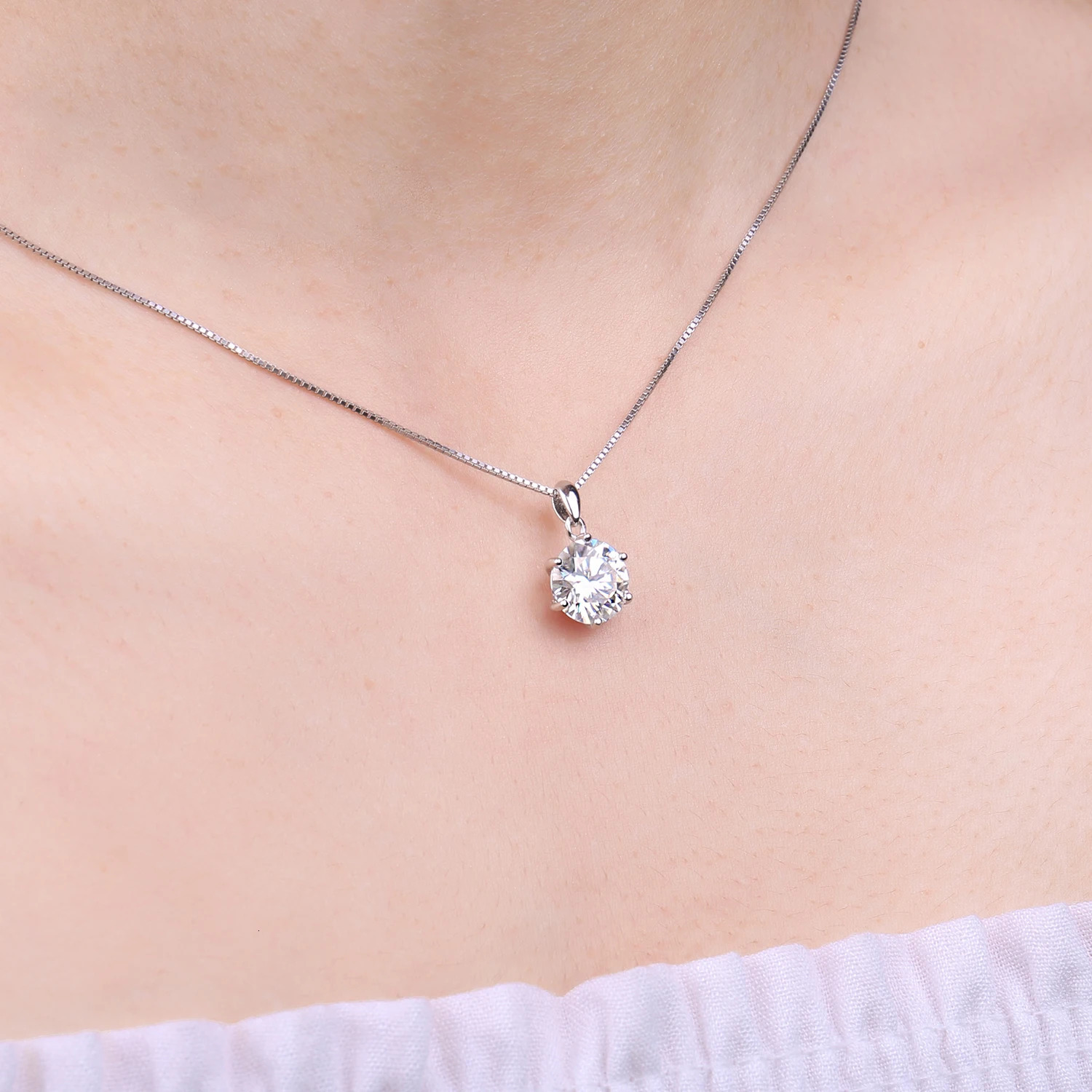 JewelryPalace D Color 1ct 15ct 2ct 3ct Round 925 Sterling Silver Pendant Necklace for Woman No Chain 250317