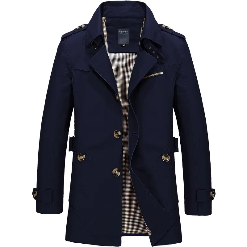 Mens Business Windproof Long Sleeve Jacket Mens Cotton Trench Jacket Casual Spring/Summer Fashion Mens Street Jacket 250324