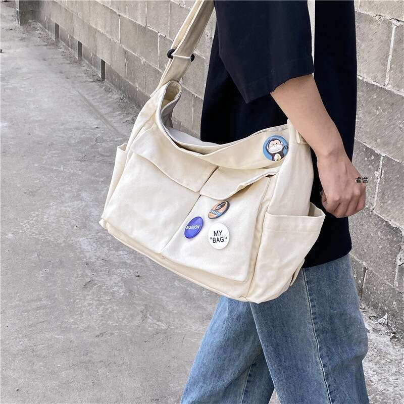 Canvas 2025 new Korean version crossbody men's trendy brand Ruiying travel large capacity shoulder armpit women's bag